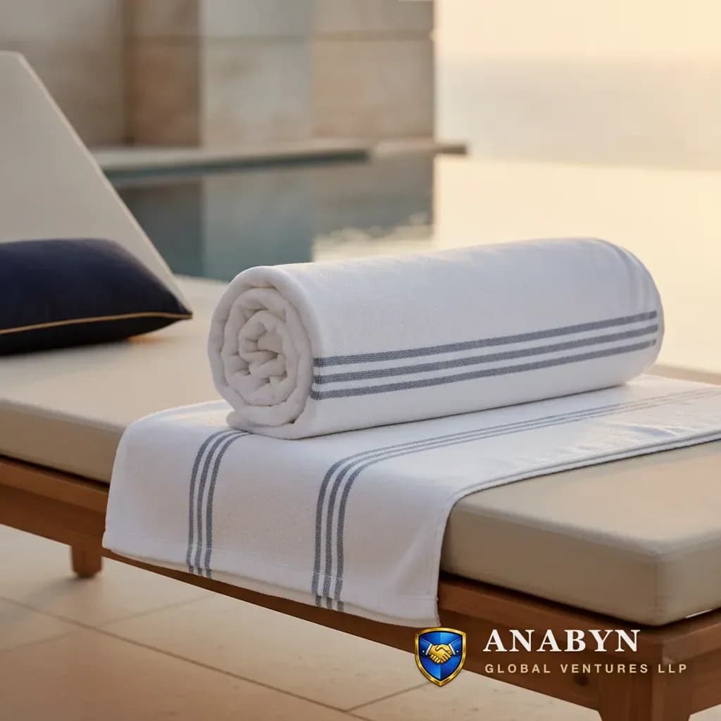 Bath Sheet / Large Bath Towel White & Blue Stripe - 100×180 cm - View 1