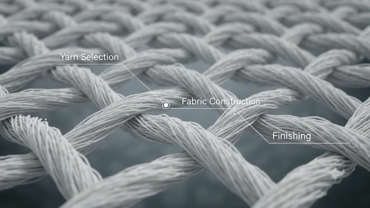 Close-up of yarn selection and fabric construction