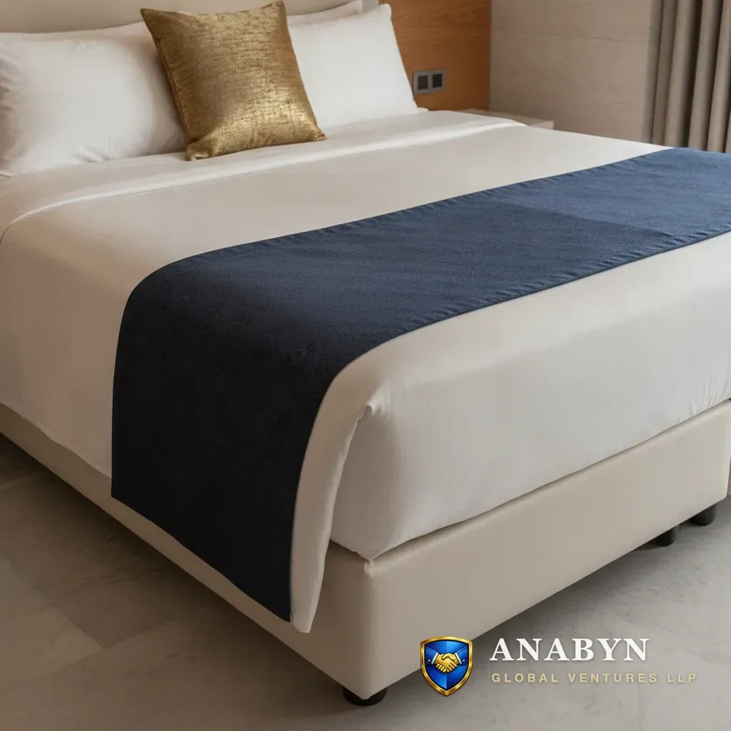 Hotel Bed Runner - Woven Jacquard & Plain - premium cotton fabric export India