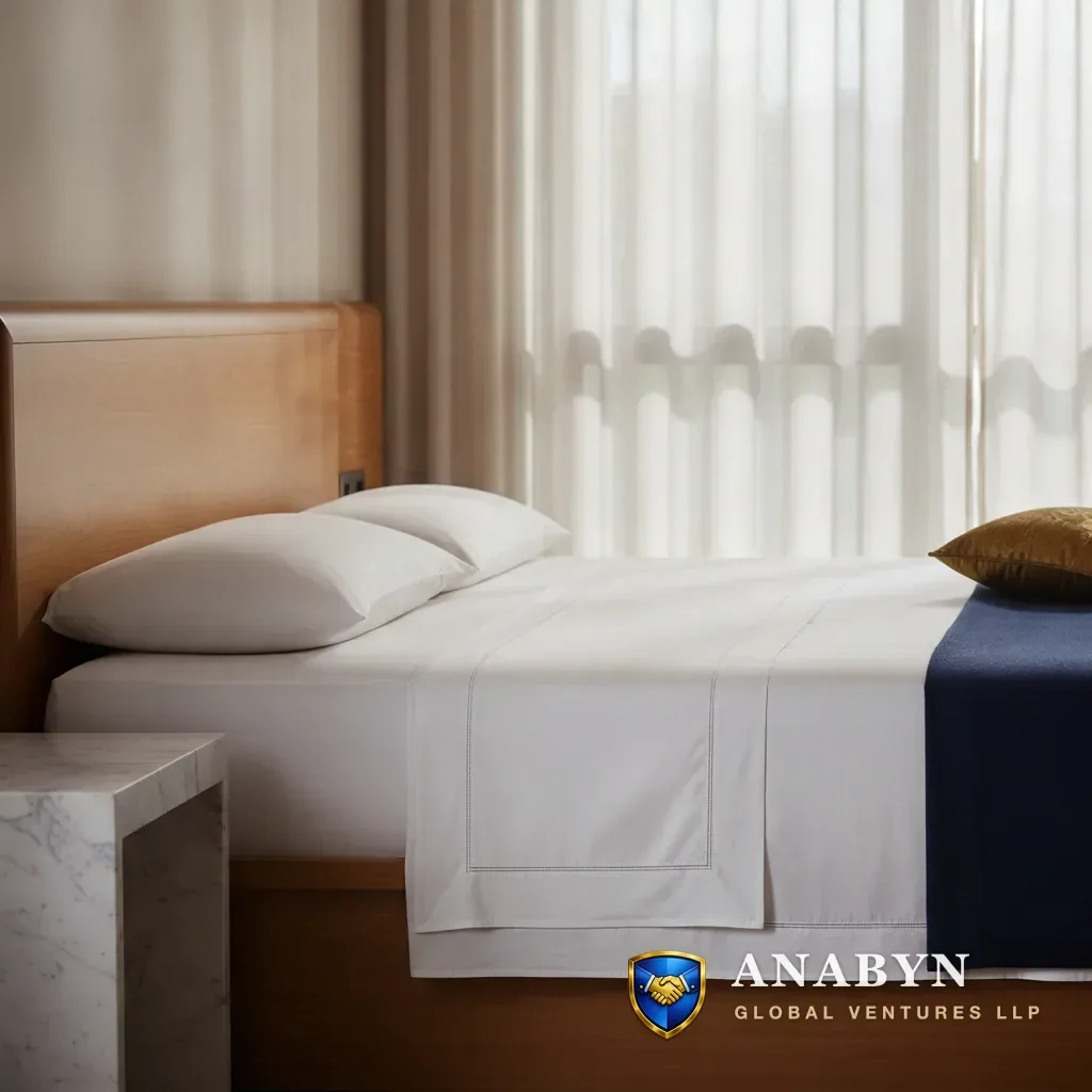 Cotton hotel bed linen manufactured in Kerala for export to Denmark