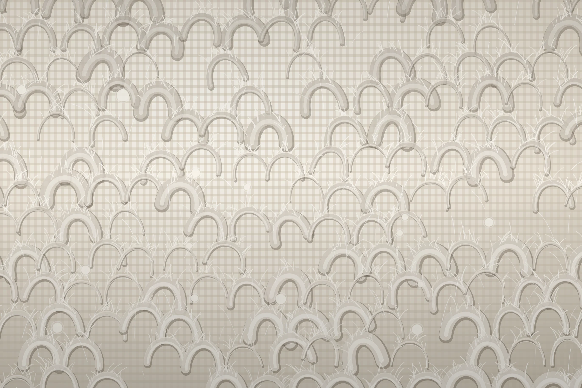 Illustration of carded cotton terry: uneven yarn diameter, leaning loops with gaps, heavy halo of protruding short fibres and pilling